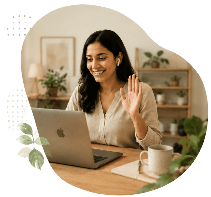 Licensed Kappiness psychologist conducting an online counselling session in Malayalam via video call in Kerala